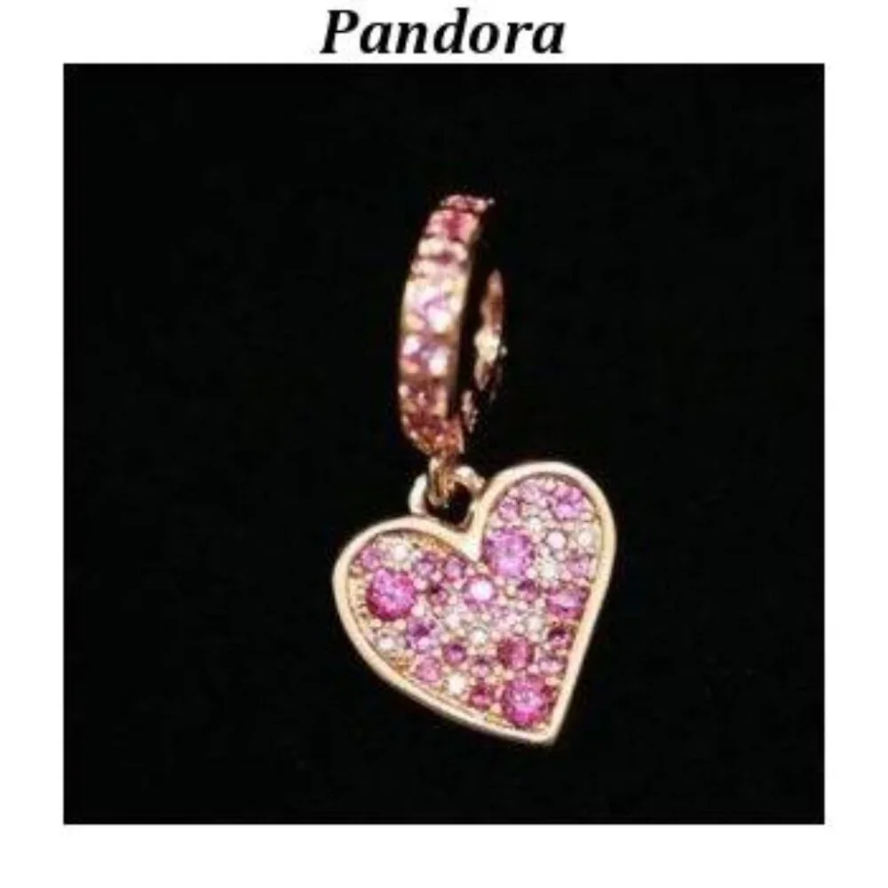 Pandora Pink Crystal Heart Bracelet Charm